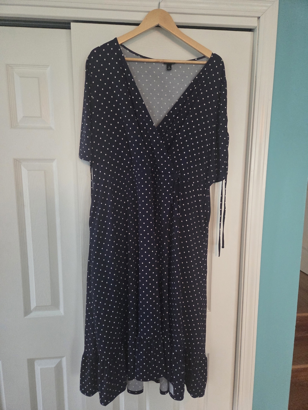 Navy Polka Dot Midi Wrap Dress By Torrid Size 3